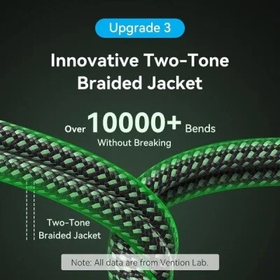 Vention cotton braided ultra thin hdmi-a male to male hd cable 8k 2m aluminum alloy type - green